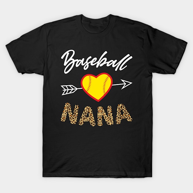 Baseball Nana Leopard Print Softball T-Shirt by snnt